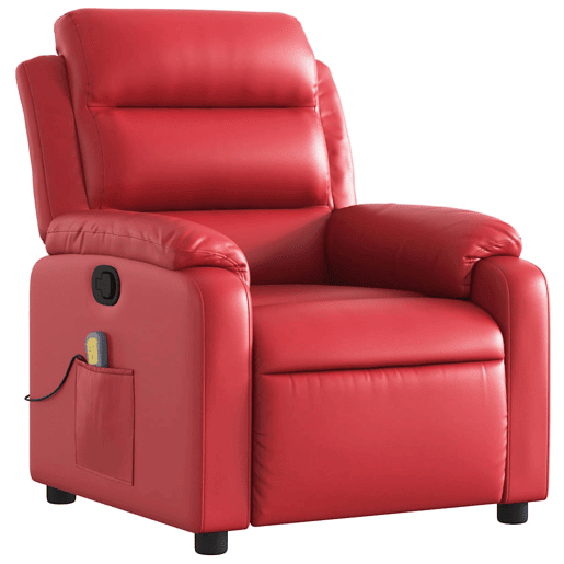 Poltrona de massagens reclinável - Poltrona relax couro artificial vermelho Poltrona de massagens reclinável - Poltrona relax couro artificial vermelho