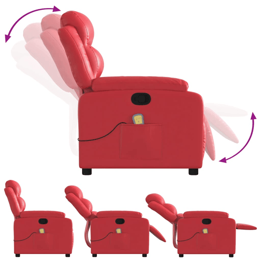 Poltrona de massagens reclinável - Poltrona relax couro artificial vermelho Poltrona de massagens reclinável - Poltrona relax couro artificial vermelho