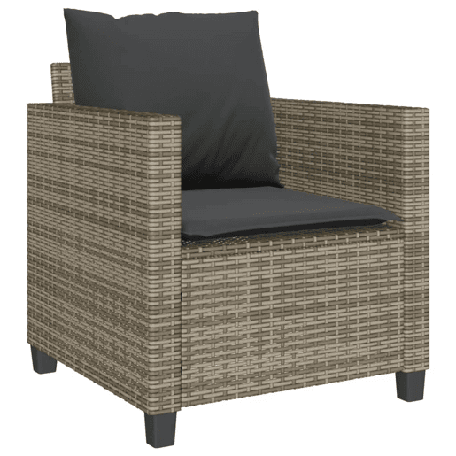 3 pcs conjunto bistrô - cadeiras de jardim - Cadeiras de exterior com almofadões vime PE cinza