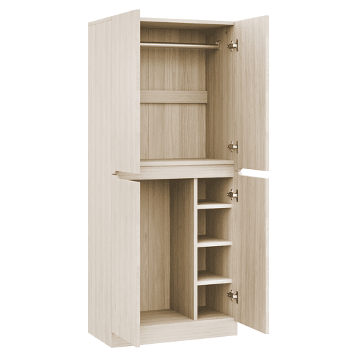Armário roupeiro 70x40x170 cm - Porta dupla com pequeno compartimento - Cor madeira