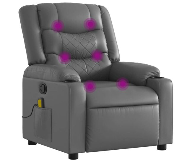 Sillón de masaje reclinable - sillón relax cuero sintético gris