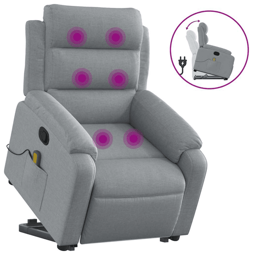 Poltrona reclinável massagens - Poltrona relax tecido cinzento-claro