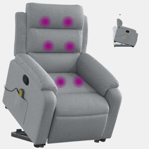 Poltrona reclinável massagens - Poltrona relax tecido cinzento-claro