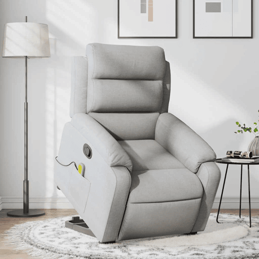 Poltrona reclinável massagens - Poltrona relax tecido cinzento-claro