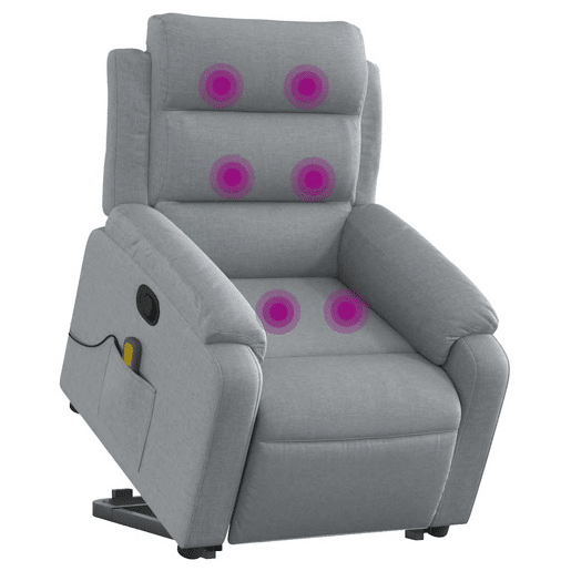 Poltrona reclinável massagens - Poltrona relax tecido cinzento-claro