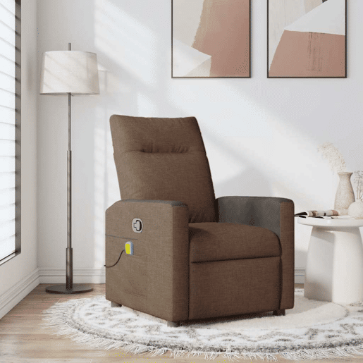 Poltrona de massagens reclinável - Poltrona relax tecido castanho