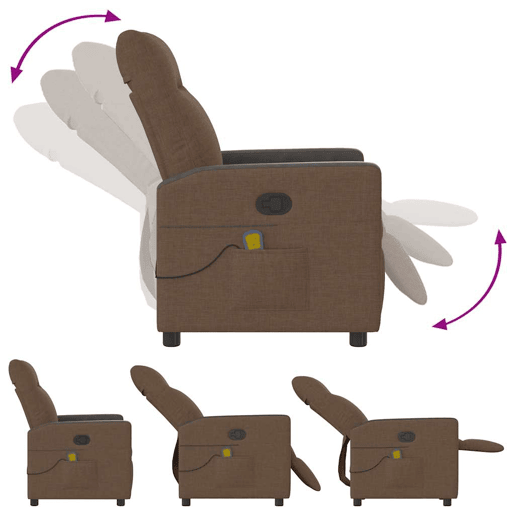 Poltrona de massagens reclinável - Poltrona relax tecido castanho