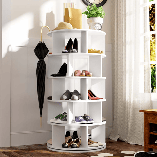 Estante para sapatos 115x60 cm - Ângulo giratório, 5 níveis - Branco