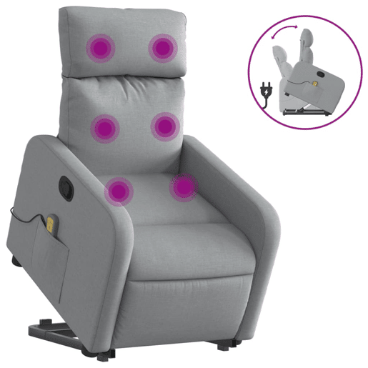 Poltrona reclinável massagens - Poltrona relax tecido cinzento-claro