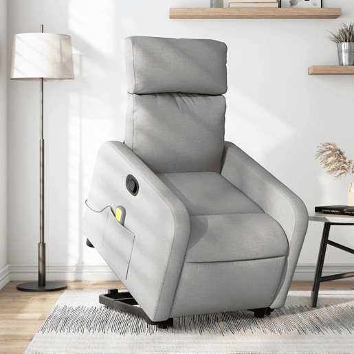 Poltrona reclinável massagens - Poltrona relax tecido cinzento-claro