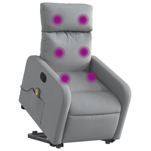 Poltrona reclinável massagens - Poltrona relax tecido cinzento-claro