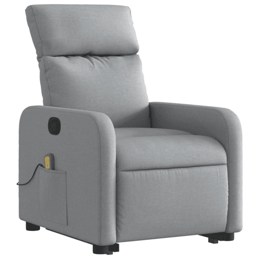 Poltrona reclinável massagens - Poltrona relax tecido cinzento-claro