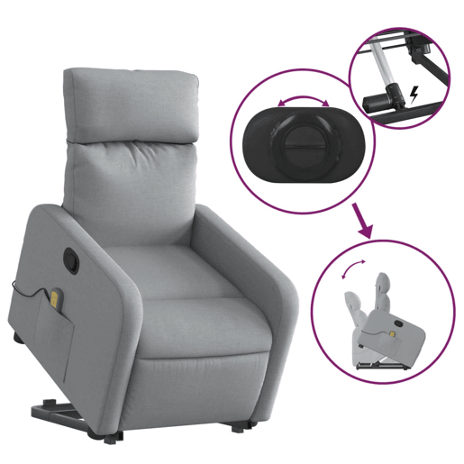 Poltrona reclinável massagens - Poltrona relax tecido cinzento-claro