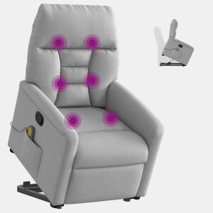 Poltrona elevatória de massagens - Poltrona relax tecido cinzento-nublado