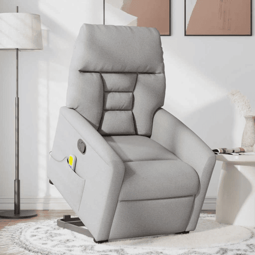 Poltrona elevatória de massagens - Poltrona relax tecido cinzento-nublado Poltrona elevatória de massagens - Poltrona relax tecido cinzento-nublado