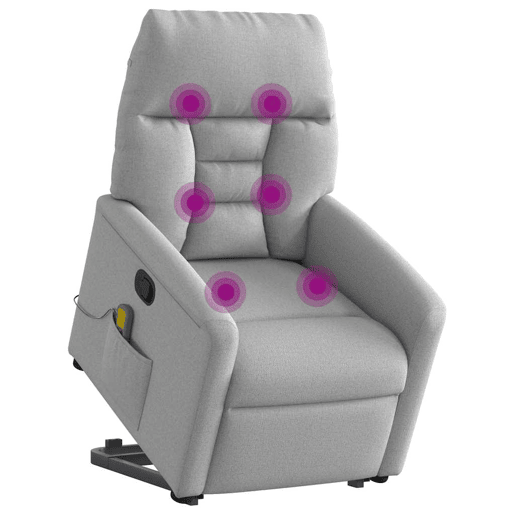 Poltrona elevatória de massagens - Poltrona relax tecido cinzento-nublado Poltrona elevatória de massagens - Poltrona relax tecido cinzento-nublado
