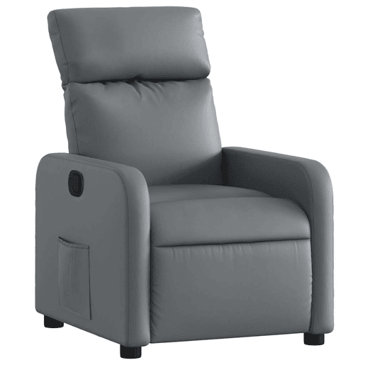 Poltrona reclinável - Poltrona relax couro artificial cinzento Poltrona reclinável - Poltrona relax couro artificial cinzento