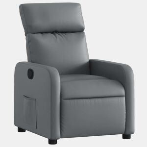 Poltrona reclinável - Poltrona relax couro artificial cinzento