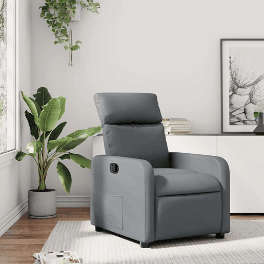 Poltrona reclinável - Poltrona relax couro artificial cinzento Poltrona reclinável - Poltrona relax couro artificial cinzento