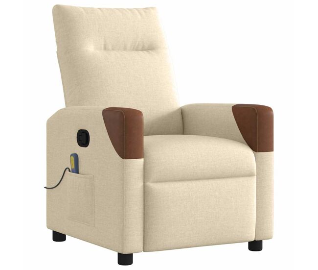 Sillón de masaje reclinable - sillón relax de tela crema