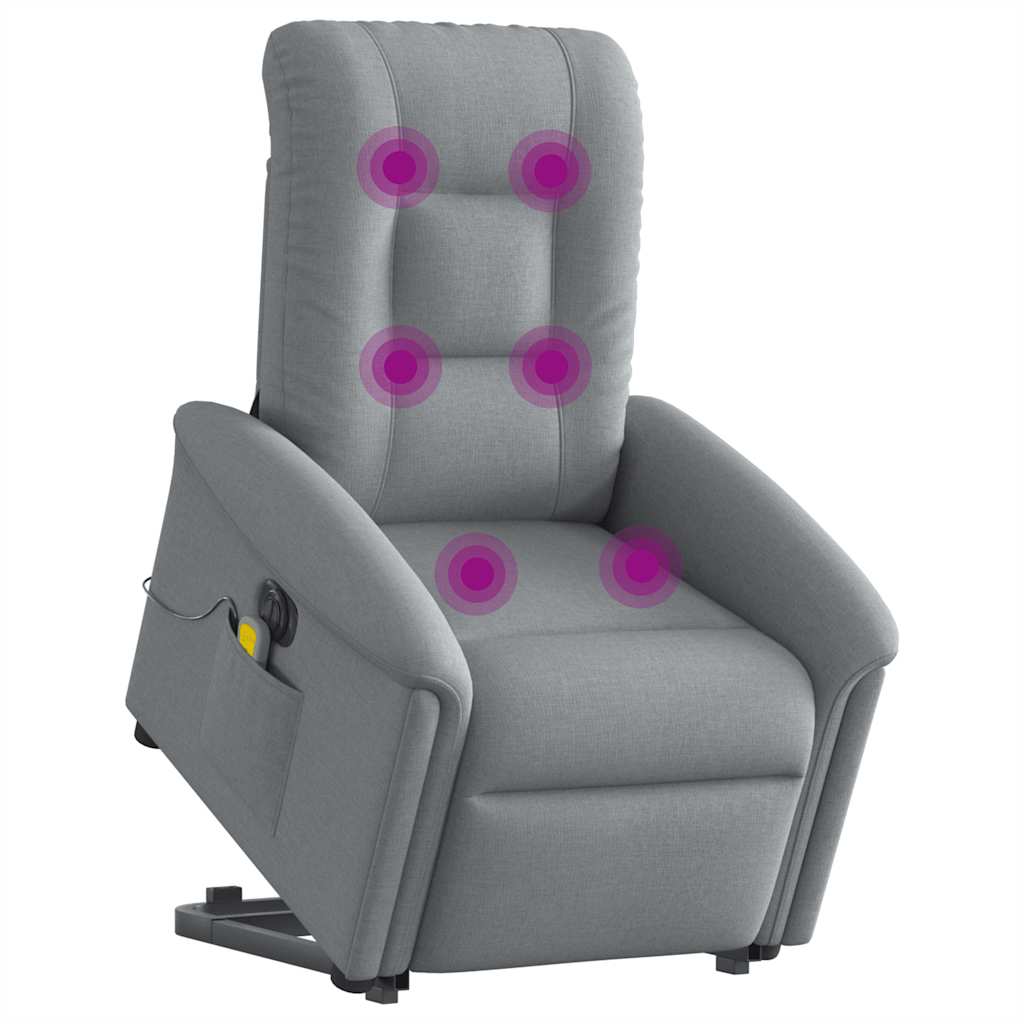 Sillón de masaje eléctrico reclinable - sillón relax elevable tela gris claro
