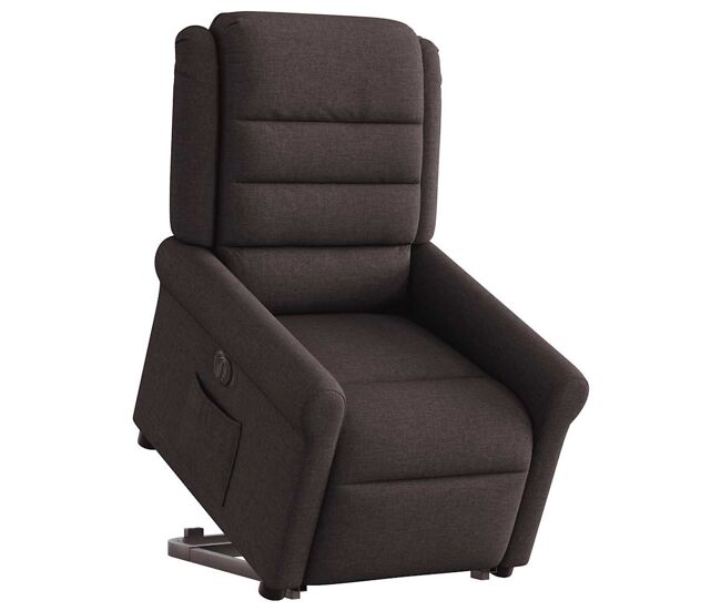 Sillón eléctrico reclinable elevable - sillón relax de tela marrón oscuro