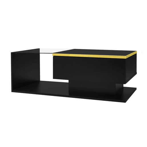 Mesa de centro 90 cm - Com vidro e efeito LED - Preto Mesa de centro 90 cm - Com vidro e efeito LED - Preto
