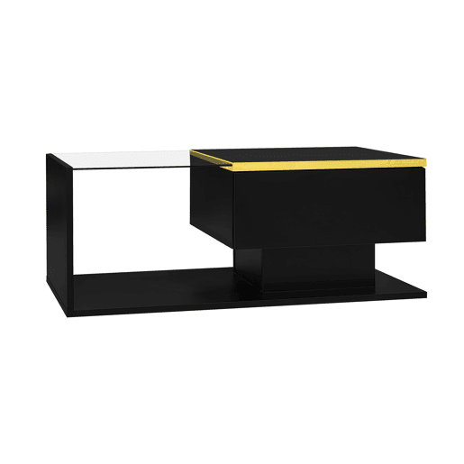 Mesa de centro 90 cm - Com vidro e efeito LED - Preto Mesa de centro 90 cm - Com vidro e efeito LED - Preto