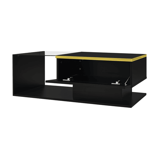 Mesa de centro 90 cm - Com vidro e efeito LED - Preto Mesa de centro 90 cm - Com vidro e efeito LED - Preto