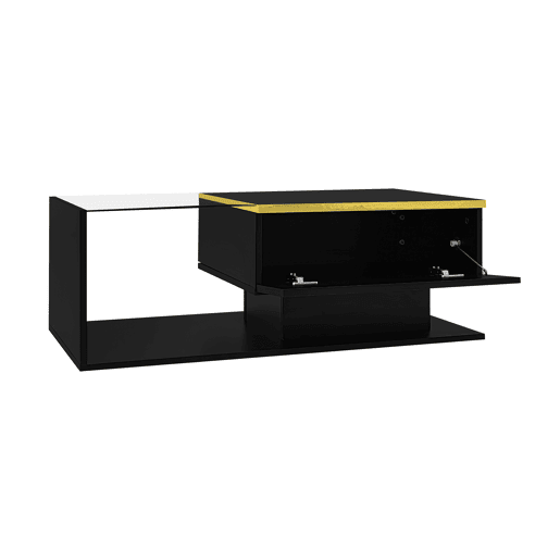 Mesa de centro 90 cm - Com vidro e efeito LED - Preto Mesa de centro 90 cm - Com vidro e efeito LED - Preto