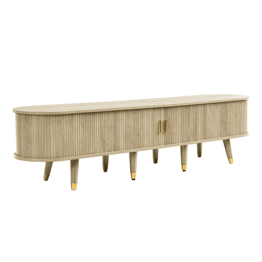 Móvel de TV baixo - com portas de correr, suporte para TV, design exclusivo - Madeira