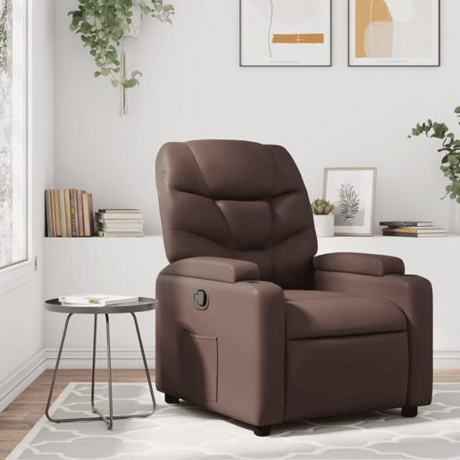 Poltrona reclinável - Poltrona relax couro artificial castanho