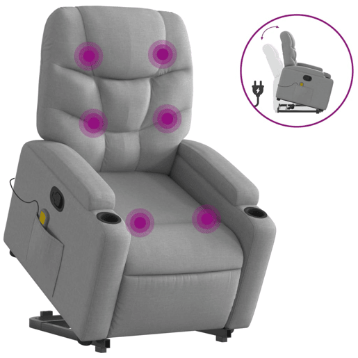 Poltrona reclinável massagens - Poltrona relax tecido cinzento-claro