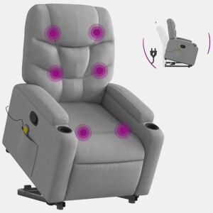 Poltrona reclinável massagens - Poltrona relax tecido cinzento-claro
