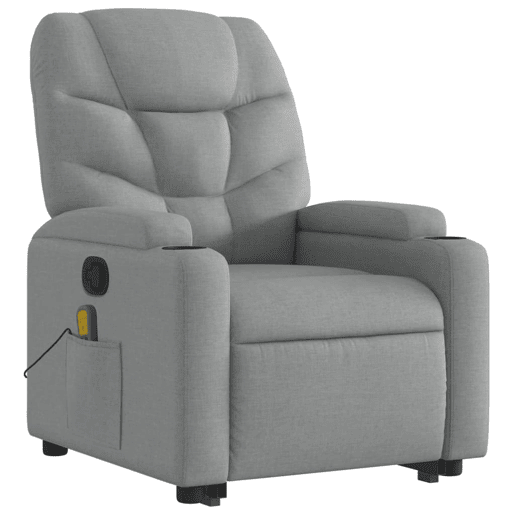 Poltrona reclinável massagens - Poltrona relax tecido cinzento-claro