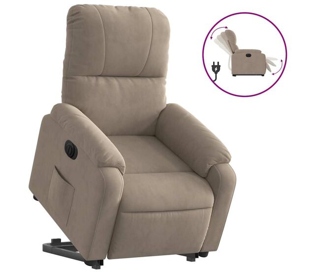 Sillón eléctrico reclinable elevable - sillón relax tela microfibra gris taupe