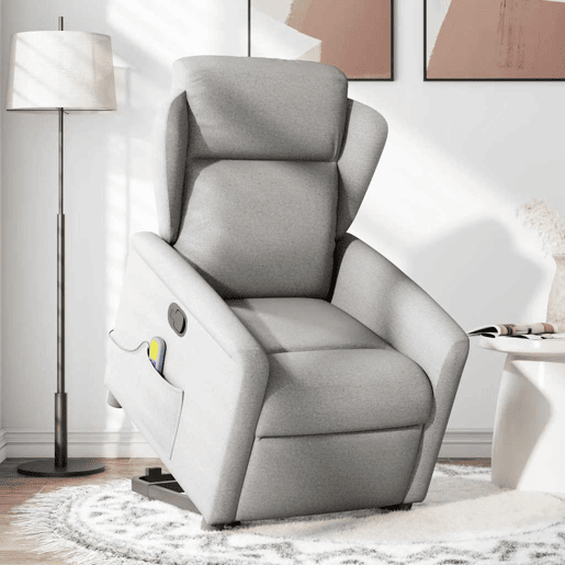 Poltrona elevatória de massagens - Poltrona relax tecido cinzento-nublado