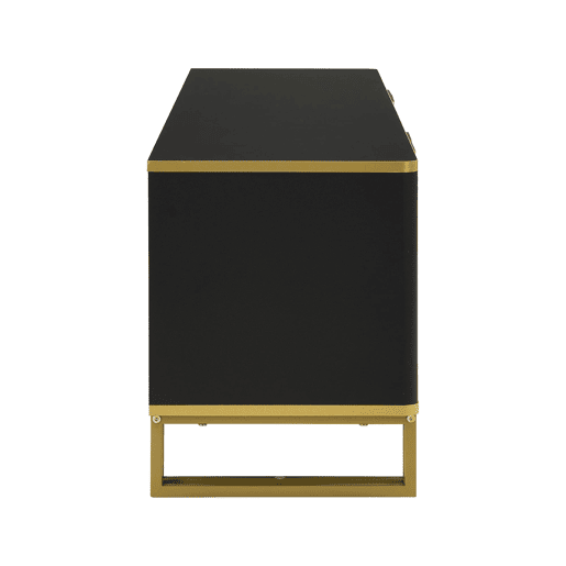 Móvel de TV 160x37,5 cm - 4 portas, design geométrico, baixo - Preto