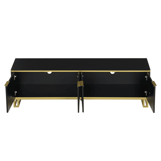 Móvel de TV 160x37,5 cm - 4 portas, design geométrico, baixo - Preto