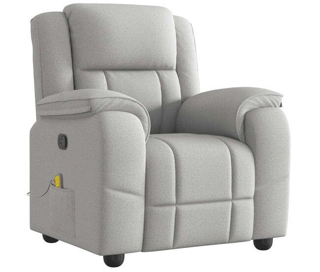 Sillón de masaje reclinable - sillón relax de tela gris nube