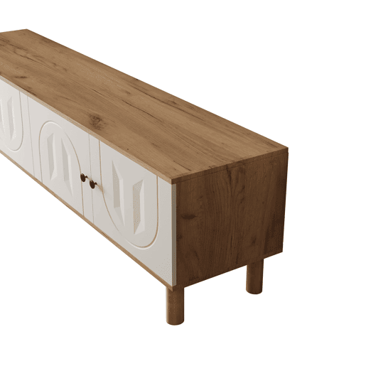 Conjunto de parede de 3 peças - painéis de porta esculpidos, branco e madeira