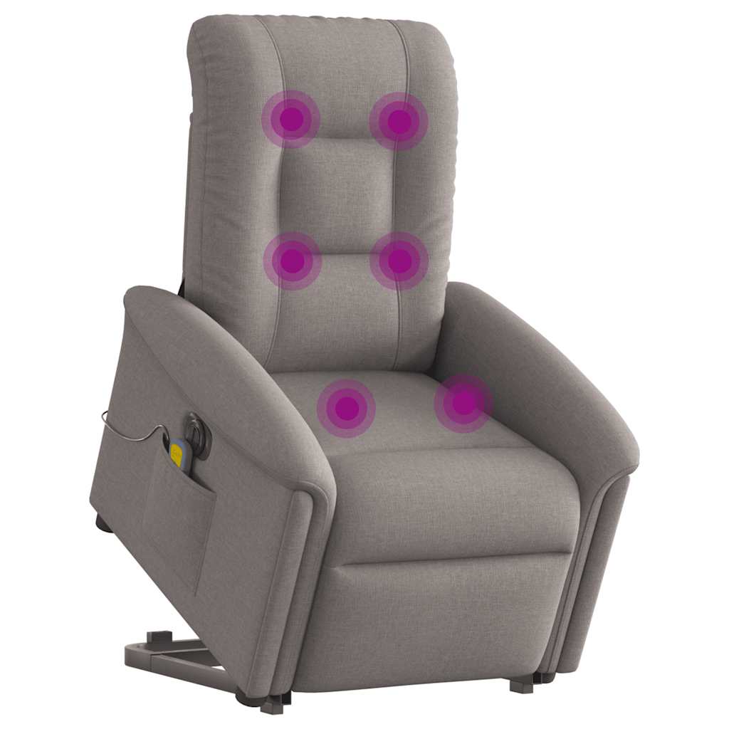 Sillón de masaje eléctrico reclinable - sillón relax elevable tela taupé