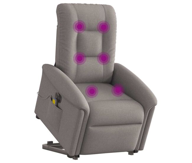 Sillón de masaje eléctrico reclinable - sillón relax elevable tela taupé