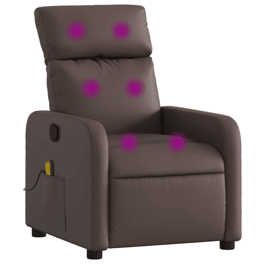 Poltrona de massagens reclinável - Poltrona relax couro artificial castanho