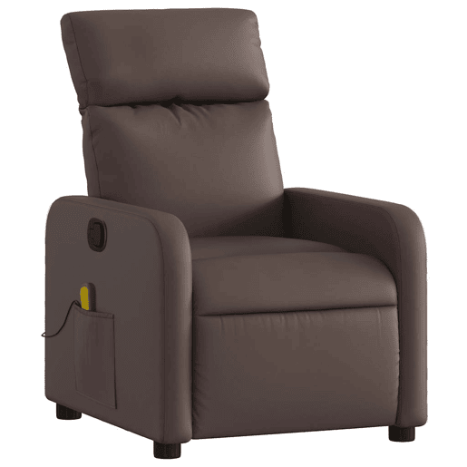 Poltrona de massagens reclinável - Poltrona relax couro artificial castanho