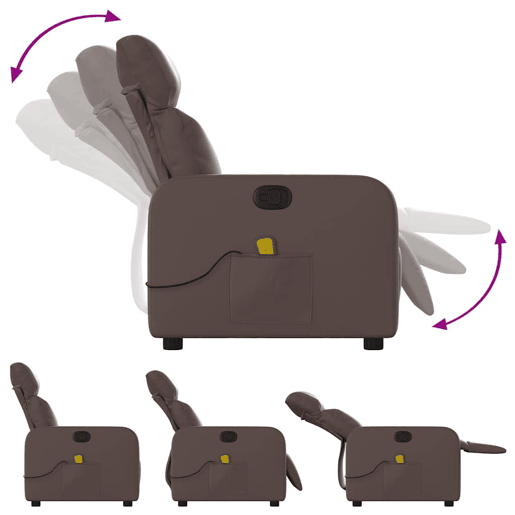 Poltrona de massagens reclinável - Poltrona relax couro artificial castanho