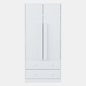 Armário roupeiro 70x40x170 cm - Porta dupla, gavetas e prateleiras - Branco