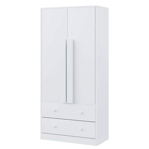 Armário roupeiro 70x40x170 cm - Porta dupla, gavetas e prateleiras - Branco