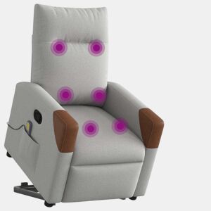 Poltrona elevatória de massagens - Poltrona relax tecido cinzento-nublado