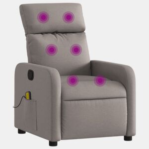 Poltrona de massagens reclinável - Poltrona relax tecido cinzento-acastanhado